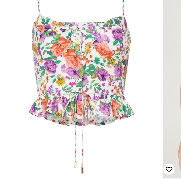 AFRM Rent the Runway Multicolor Floral Camisole Top with Gold Tassles - Picture 2 of 7